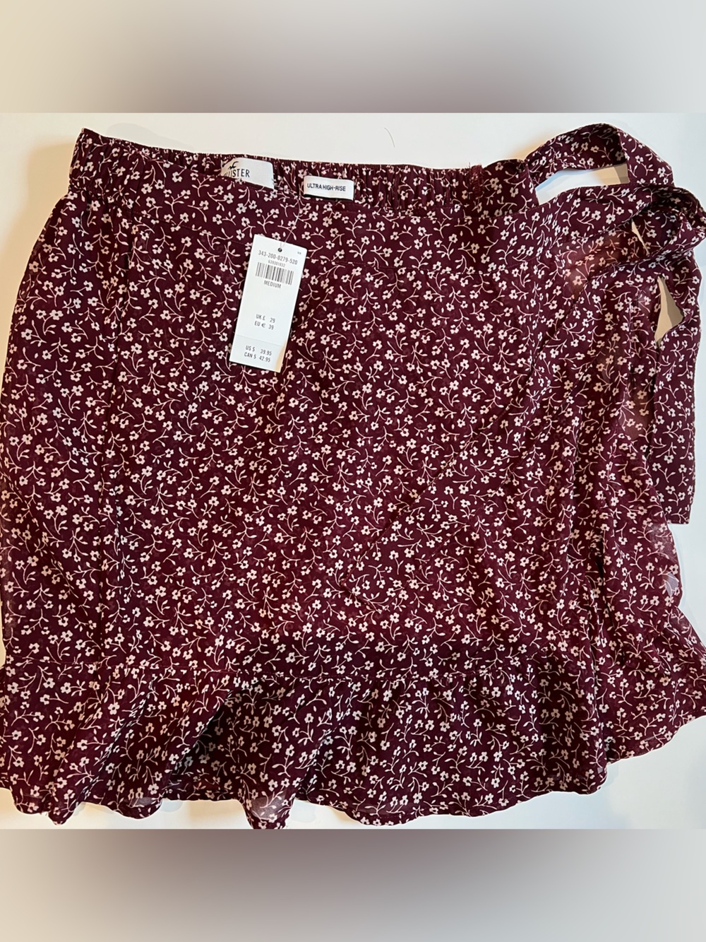 Hollister Maroon Floral Wrap Skirt